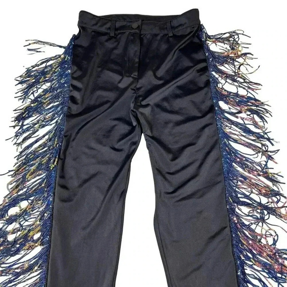 K Too L High Waist Black Fringed Sequin Sexy Party Pants Punchy Western Cochella - Picture 5 of 14